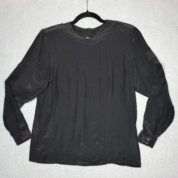 Vintage Jordan Brand 100% Silk Pleated 80's Style Blouse Button Down Back - Sz 8 - Picture 1 of 10